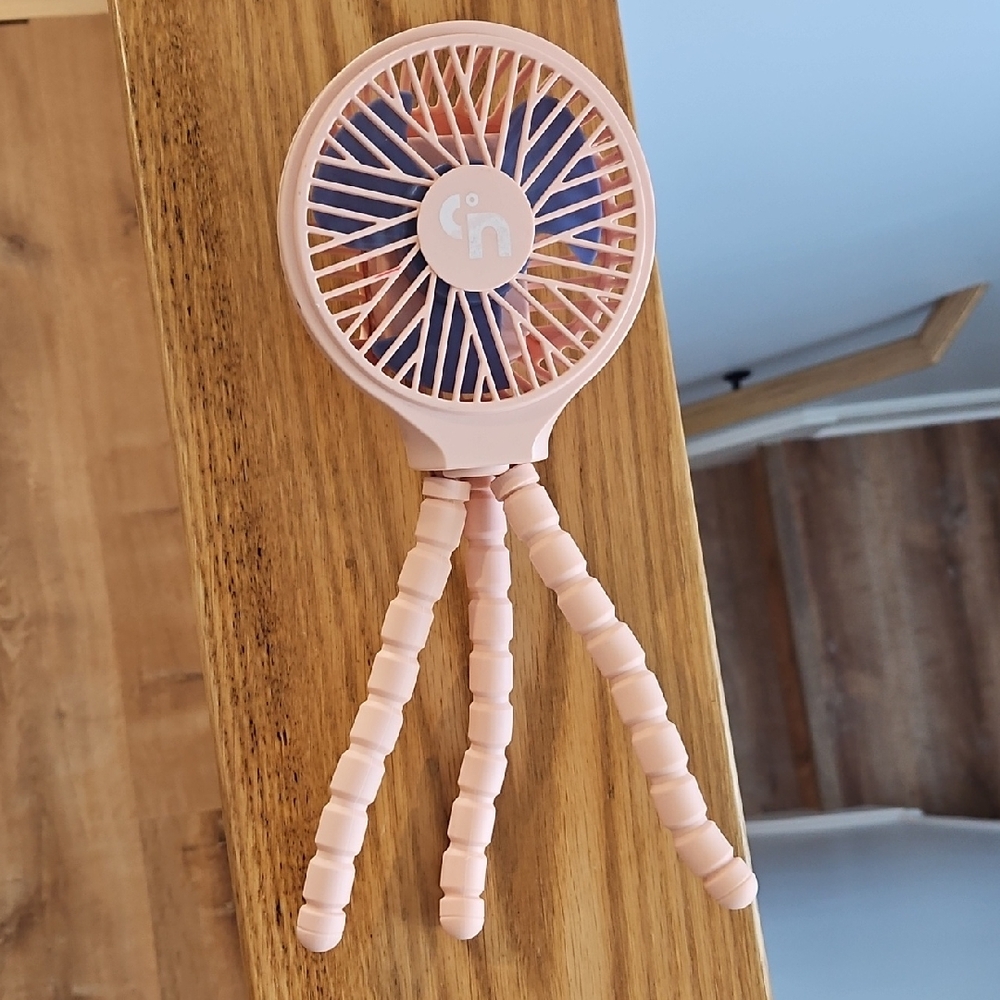 Pink Portable Fan with Flexible Legs